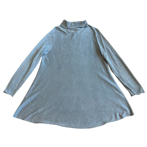 Eileen Fisher Blue Turtleneck Stretch Tunic Mini Dress Wool Blend Size Large - Picture 8 of 13